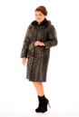 Женское пальто из текстиля с капюшоном, отделка искусственный мех 8011878-2