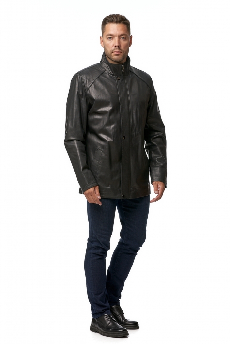 Мужская кожаная куртка из натуральной кожи с воротником 8013152