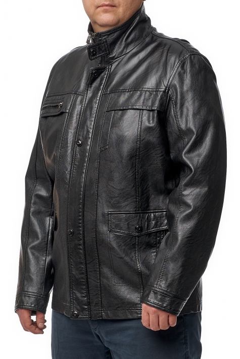Мужская кожаная куртка из эко-кожи с воротником 8014725